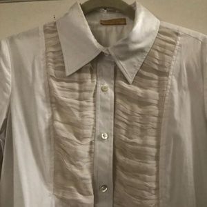 White tuxedo button down blouse